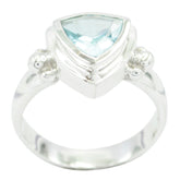 Blue Topaz Solitaire Moroccan Silver Blue Gemstone Slim Retro Ring Jewelry