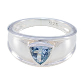 Blue Topaz Solitaire Moroccan 925 Silver Blue Gemstone Slim Geometric Ring Jewelry