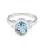 Blue Topaz Solitaire French 925 Sterling Silver Blue Gemstone Mid weight Romantic Ring Jewelry