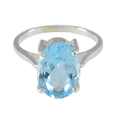 Blue Topaz Solitaire Moroccan Silver Blue Gemstones Featherlight Ethnic Ring Jewelry