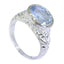 Blue Topaz Solitaire Egyptian 925 Silver Blue Gemstone Minimal Art Deco Ring Jewellery