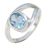 Blue Topaz Solitaire French 925 Silver Blue Gemstone Tiny Boho Ring Jewellery