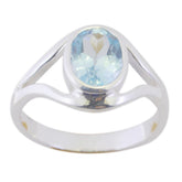 Blue Topaz Solitaire Japanese 92.5 Silver Blue Gemstones Whisper thin Trendy Ring Jewelry