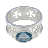 Blue Topaz Solitaire African Silver Blue Gemstones Classic Irish Ring Jewelry