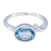 Blue Topaz Solitaire Indian Sterling Silver Blue Gems Featherlight Traditional Ring Jewelry