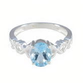 Blue Topaz Solitaire Turkish Sterling Silver Blue Gemstone Whisper thin Twist Ring Jewellery