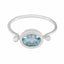 Blue Topaz Solitaire Turkish Sterling Silver Blue Gems Dainty Abstract Ring Jewellery