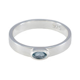 Blue Topaz Solitaire American 92.5 Silver Blue Gems Whisper thin Abstract Ring Jewelry