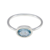 Blue Topaz Solitaire Turkish 925 Sterling Silver Blue Gemstones Elegant Romantic Ring Jewelry