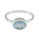 Blue Topaz Solitaire Korean 92.5 Silver Blue Gems Dainty Modern Ring Jewellery