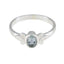 Blue Topaz Solitaire Korean 92.5 Silver Blue Gemstone Dainty Modern Ring Jewelry