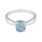 Blue Topaz Solitaire African Silver Blue Gemstones Featherlight Ethnic Ring Jewellery