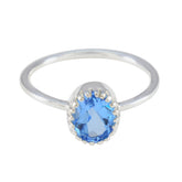 Blue Topaz Solitaire American 925 Sterling Silver Blue Gemstones Delicate Glamorous Ring Jewellery