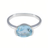 Blue Topaz Solitaire Turkish 92.5 Silver Blue Gemstones Whisper thin Abstract Ring Jewelry