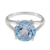 Blue Topaz Solitaire Indian Silver Blue Gemstone Featherlight Fairytale Ring Jewellery