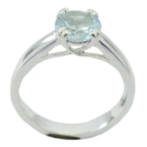 Blue Topaz Solitaire French 925 Silver Blue Gemstone Slim Feminine Ring Jewelry