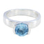 Blue Topaz Solitaire Indian Silver Blue Gems Slim Sophisticated Ring Jewellery