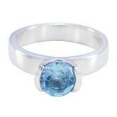 Blue Topaz Solitaire Indian Silver Blue Gems Slim Sophisticated Ring Jewellery