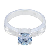 Blue Topaz Solitaire African Sterling Silver Blue Gems Slim Trendy Ring Jewellery