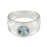 Blue Topaz Solitaire French 925 Sterling Silver Blue Gemstone Classic Trendy Ring Jewelry