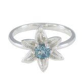 Blue Topaz Solitaire Japanese Silver Blue Gems Delicate Contemporary Ring Jewelry