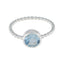 Blue Topaz Solitaire Korean 925 Sterling Silver Blue Gemstone Delicate Twist Ring Jewelry