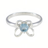 Blue Topaz Solitaire Japanese Sterling Silver Blue Gemstone Dainty Trendy Ring Jewellery