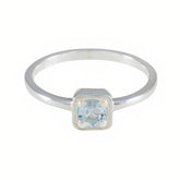 Blue Topaz Solitaire American 92.5 Silver Blue Gems Delicate Fairytale Ring Jewellery