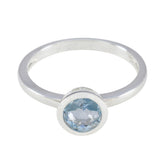Blue Topaz Solitaire American Silver Blue Gemstones Dainty Abstract Ring Jewelry