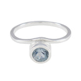 Blue Topaz Solitaire American 92.5 Silver Blue Gemstone Delicate Graceful Ring Jewelry