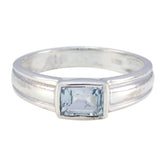 Blue Topaz Solitaire Japanese 925 Sterling Silver Blue Gemstone Whisper thin Trendy Ring Jewelry