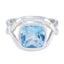 Blue Topaz Solitaire Egyptian Silver Blue Gems Minimal Glamorous Ring Jewelry