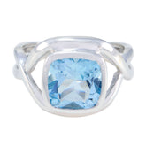 Blue Topaz Solitaire Egyptian Silver Blue Gems Minimal Glamorous Ring Jewelry