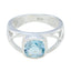 Blue Topaz Solitaire Russian 92.5 Silver Blue Gemstone Tiny Trendy Ring Jewelry
