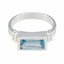 Blue Topaz Solitaire Indian 925 Sterling Silver Blue Gems Minimal Abstract Ring Jewellery