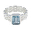 Blue Topaz Solitaire African Silver Blue Gemstone Mid weight Art Deco Band Jewelry