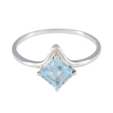 Blue Topaz Solitaire Japanese 925 Silver Blue Gems Delicate Feminine Ring Jewellery