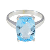 Blue Topaz Solitaire German 925 Sterling Silver Blue Gemstone Minimal Boho Ring Jewellery