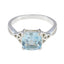Blue Topaz Solitaire Egyptian 92.5 Silver Blue Gems Featherlight Cultural Ring Jewellery