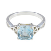 Blue Topaz Solitaire Egyptian 92.5 Silver Blue Gems Featherlight Cultural Ring Jewellery