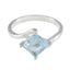 Blue Topaz Solitaire Korean Silver Blue Gemstones Whisper thin Trendy Ring Jewellery