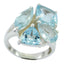 Blue Topaz quarter African 92.5 Silver Blue Gems Versatile Signet Ring Jewelry