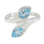 Blue Topaz Toi et Moi German Silver Blue Gems Slim Cultural Ring Jewellery