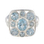 Blue Topaz Navratna Italian 925 Sterling Silver Blue Gems Chunky Armor Ring Jewelry