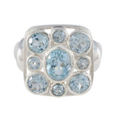 Blue Topaz Navratna Italian 925 Sterling Silver Blue Gems Chunky Armor Ring Jewelry