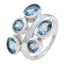 Blue Topaz Penta Russian 925 Silver Blue Gemstones Versatile Trendy Ring Jewellery