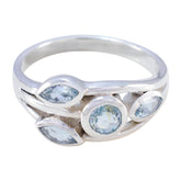 Blue Topaz quarter Russian Sterling Silver Blue Gemstone Slim Luxurious Ring Jewelry