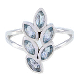Blue Topaz Hexa African 92.5 Silver Blue Gems Slim Artisan Ring Jewelry