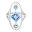 Blue Topaz Trilogy German 92.5 Silver Blue Gemstones Slim Graceful Ring Jewellery