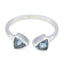 Blue Topaz Toi et Moi Turkish Silver Blue Gemstone Dainty Luxurious Ring Jewelry